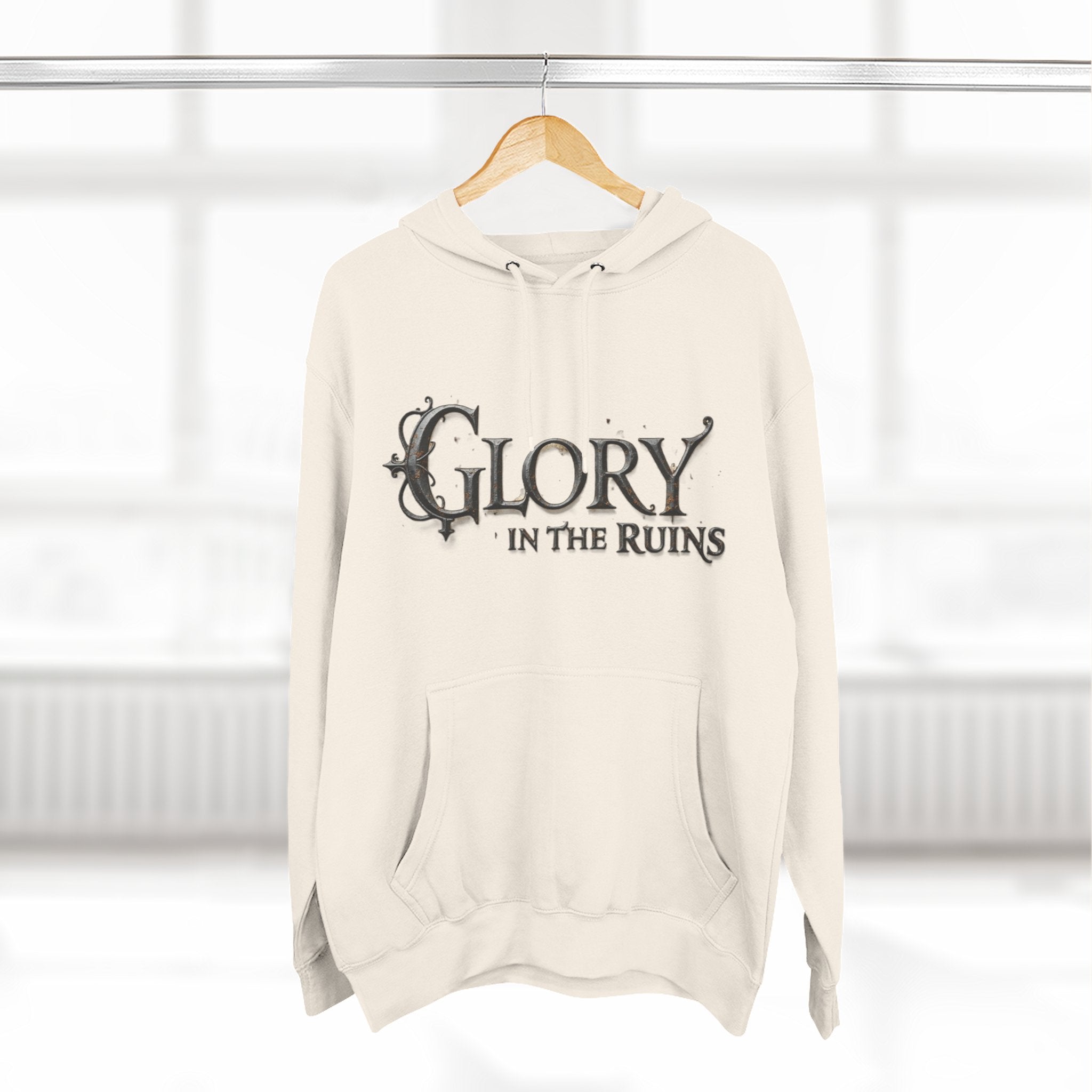 Glory in the Ruins - Three-Panel Fleece Hoodie - Glory in the Ruins Graphic Streetwear Style