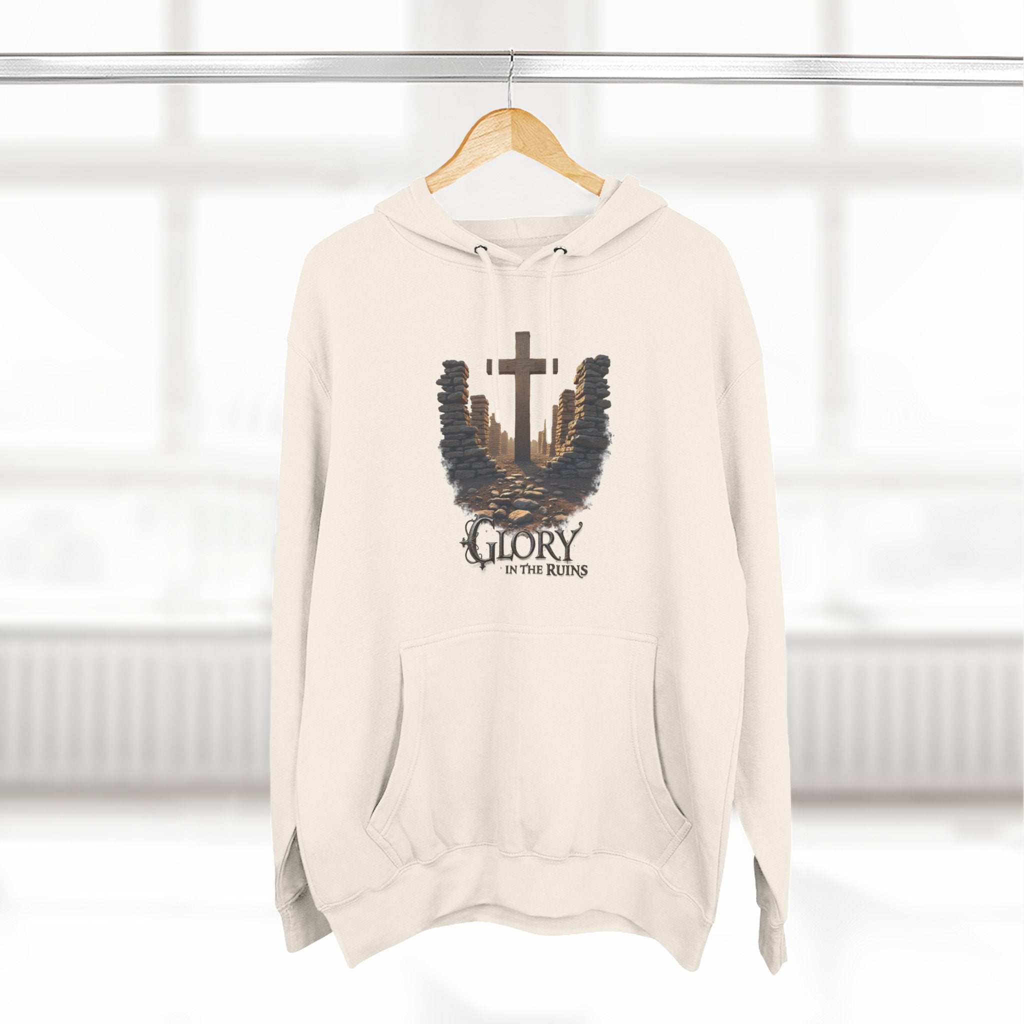 Glory in the Ruins - Three-Panel Fleece Hoodie - Glory in the Ruins Graphic Streetwear Style
