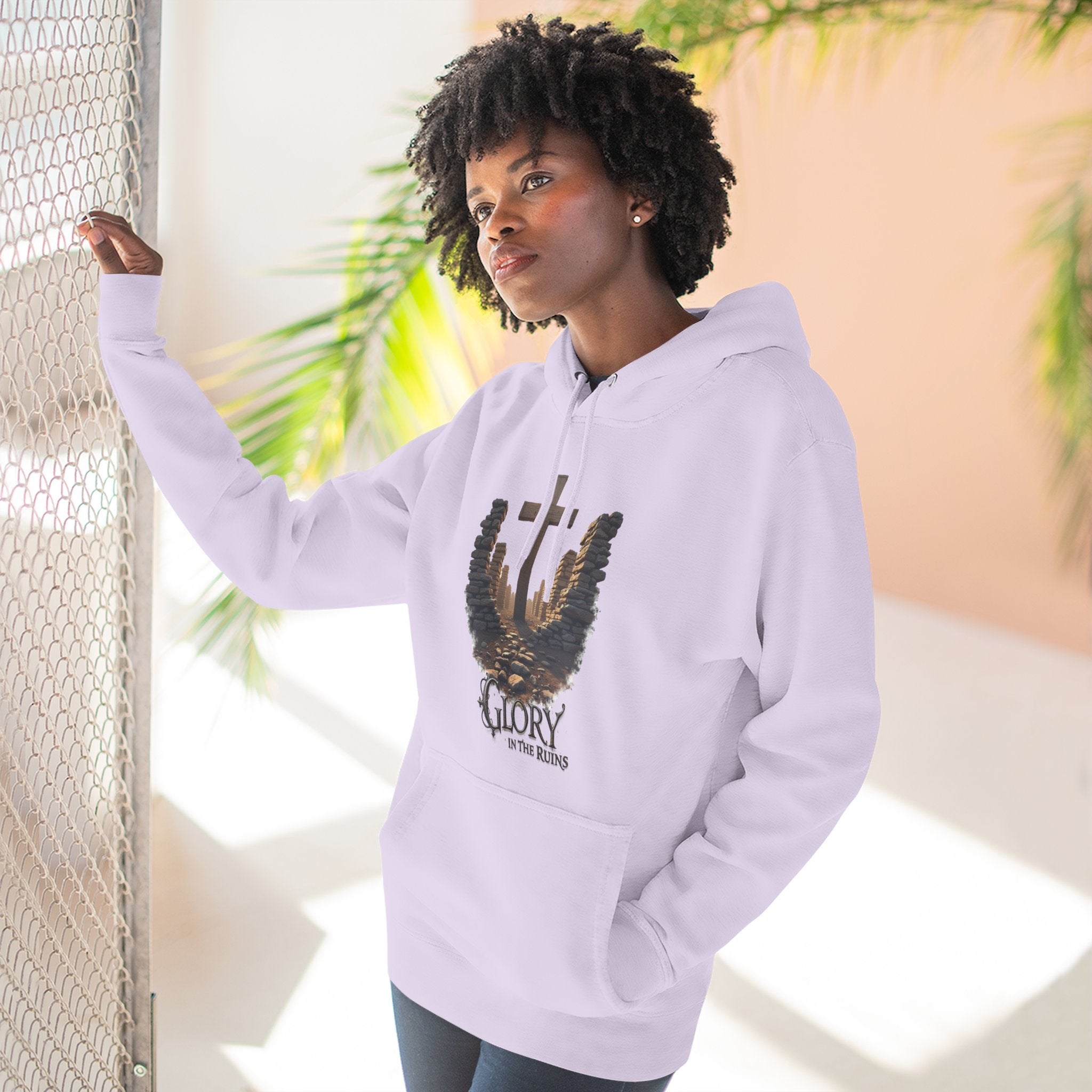 Glory in the Ruins - Three-Panel Fleece Hoodie - Glory in the Ruins Graphic Streetwear Style