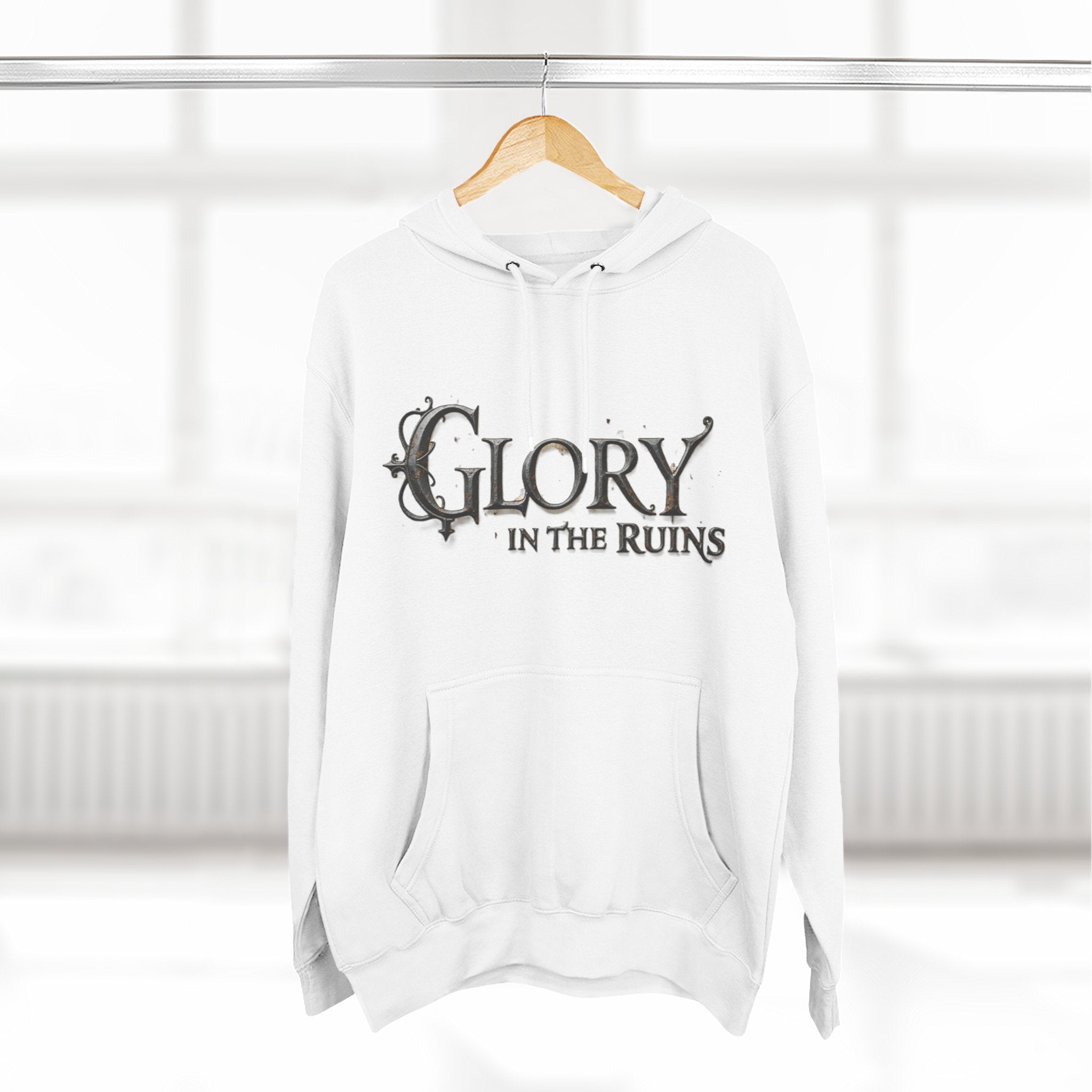 Glory in the Ruins - Three-Panel Fleece Hoodie - Glory in the Ruins Graphic Streetwear Style