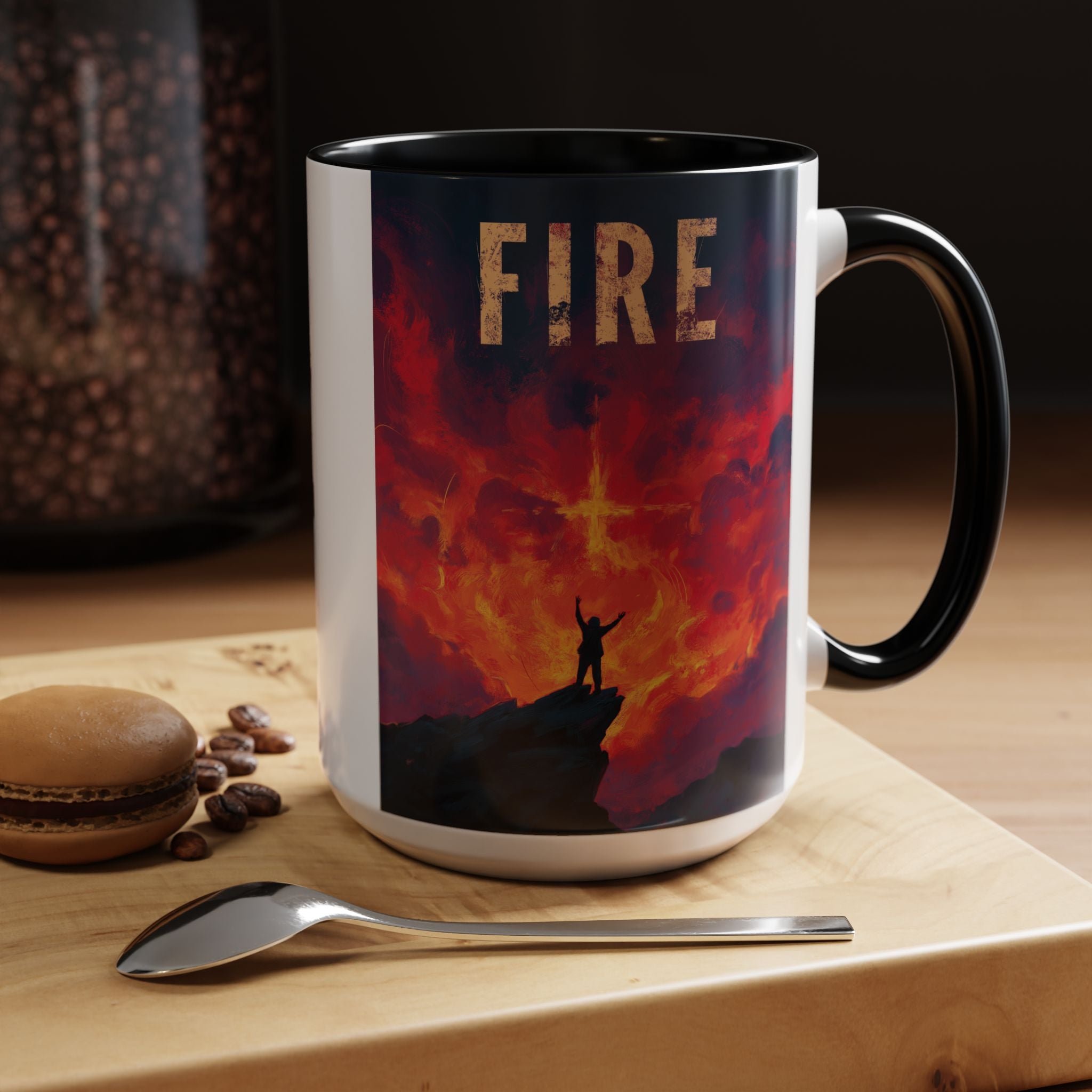 FIRE - Glory In The Ruins Coffee Mug - Vintage Festival Drinkware, Perfect for Gathering, Celebrations, Gift for Music Lovers, Home Decor