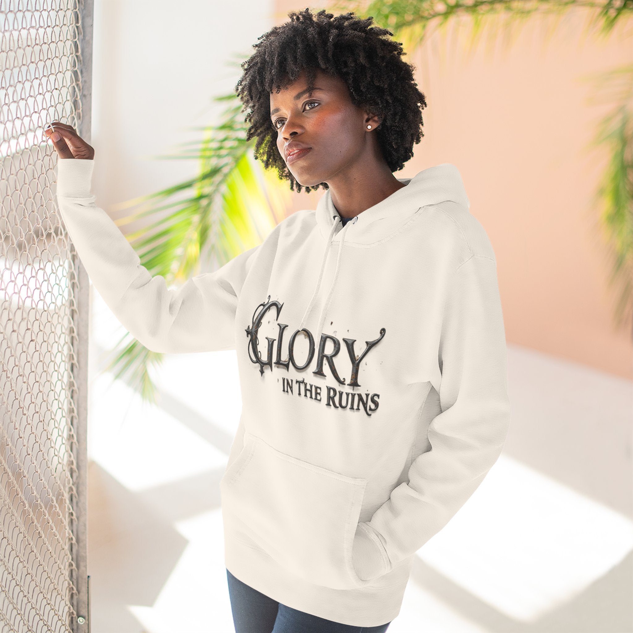 Glory in the Ruins - Three-Panel Fleece Hoodie - Glory in the Ruins Graphic Streetwear Style
