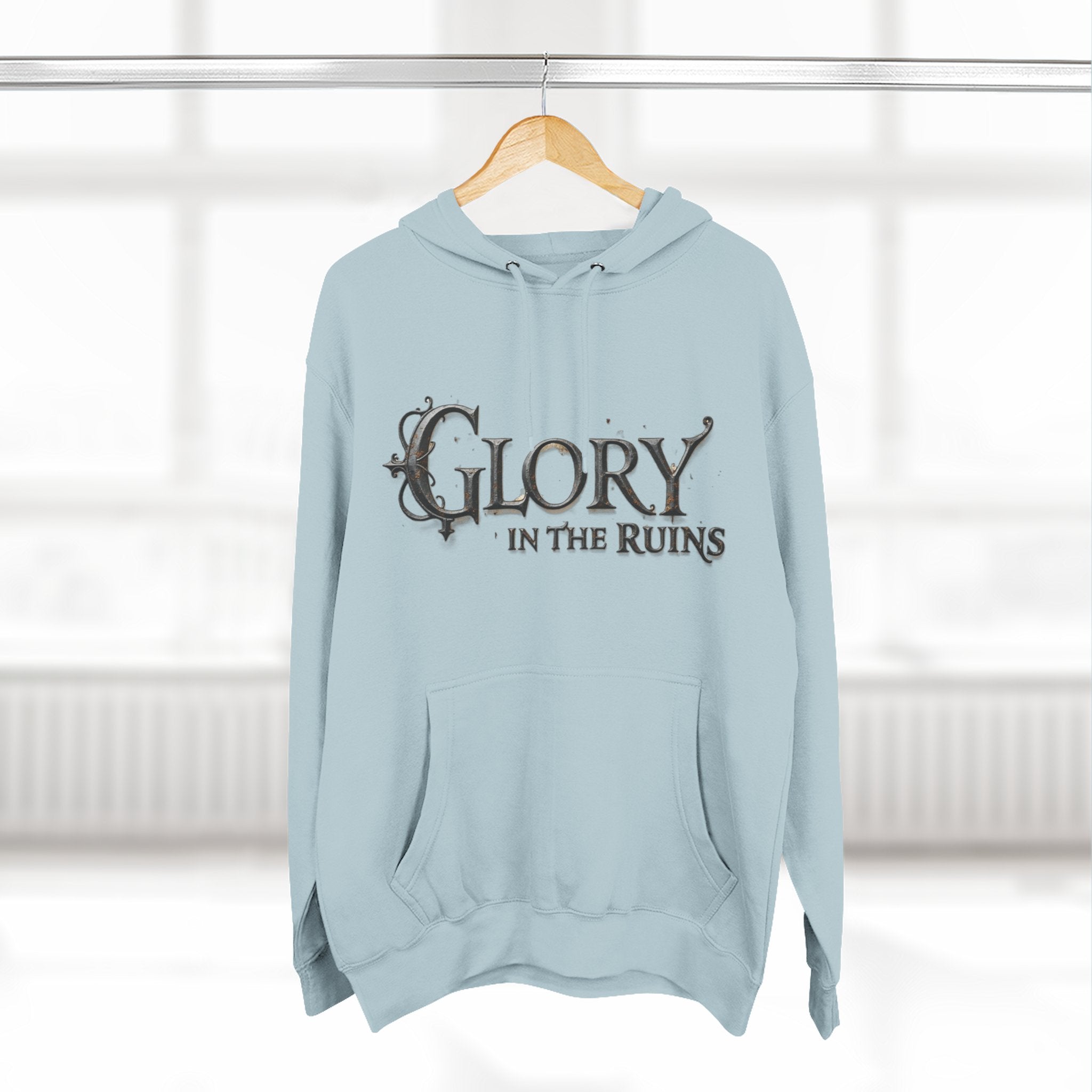 Glory in the Ruins - Three-Panel Fleece Hoodie - Glory in the Ruins Graphic Streetwear Style