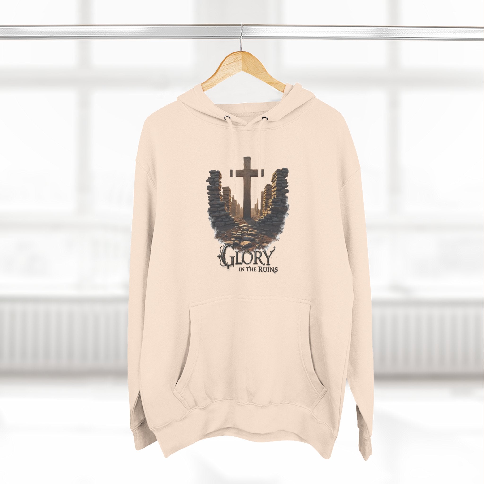 Glory in the Ruins - Three-Panel Fleece Hoodie - Glory in the Ruins Graphic Streetwear Style