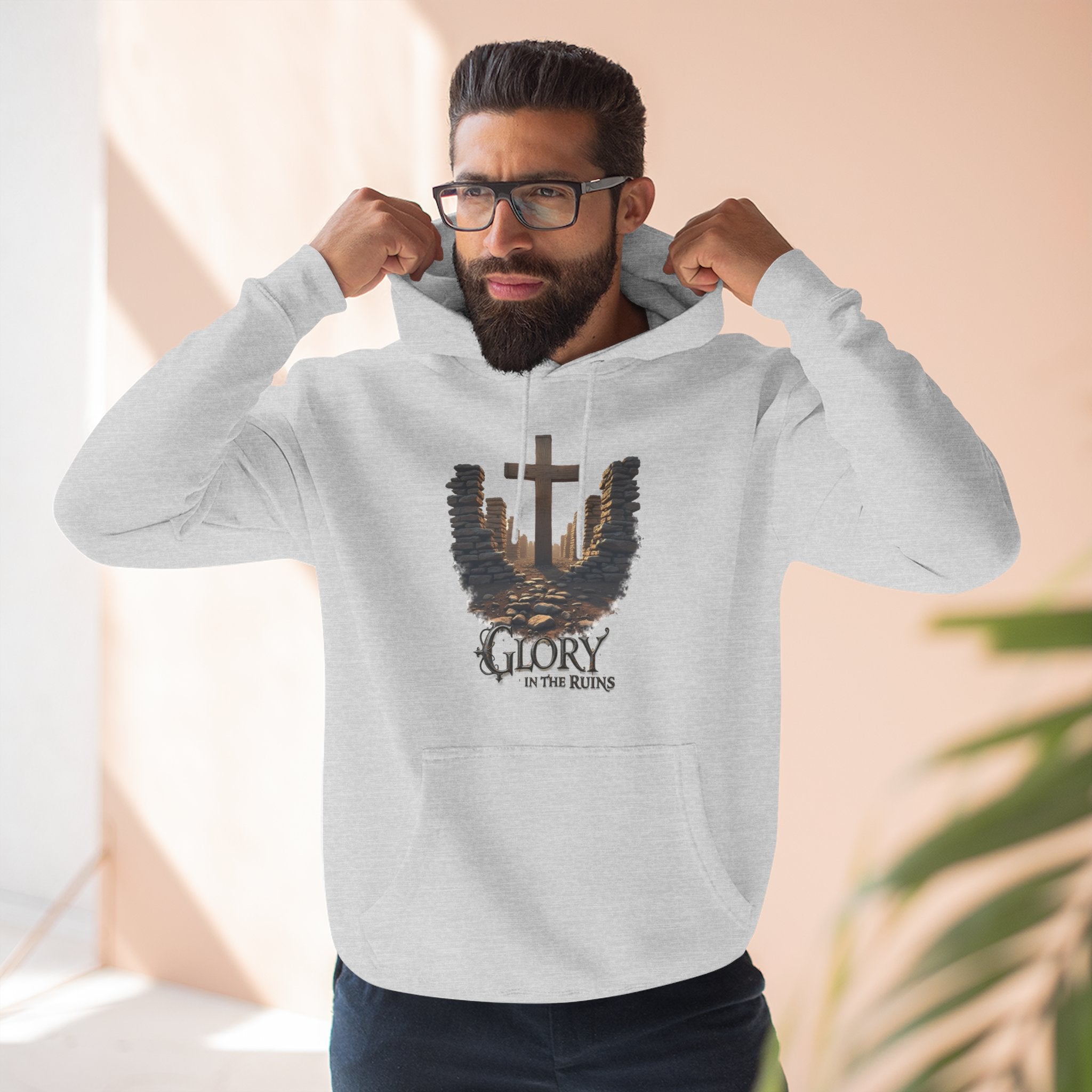 Glory in the Ruins - Three-Panel Fleece Hoodie - Glory in the Ruins Graphic Streetwear Style
