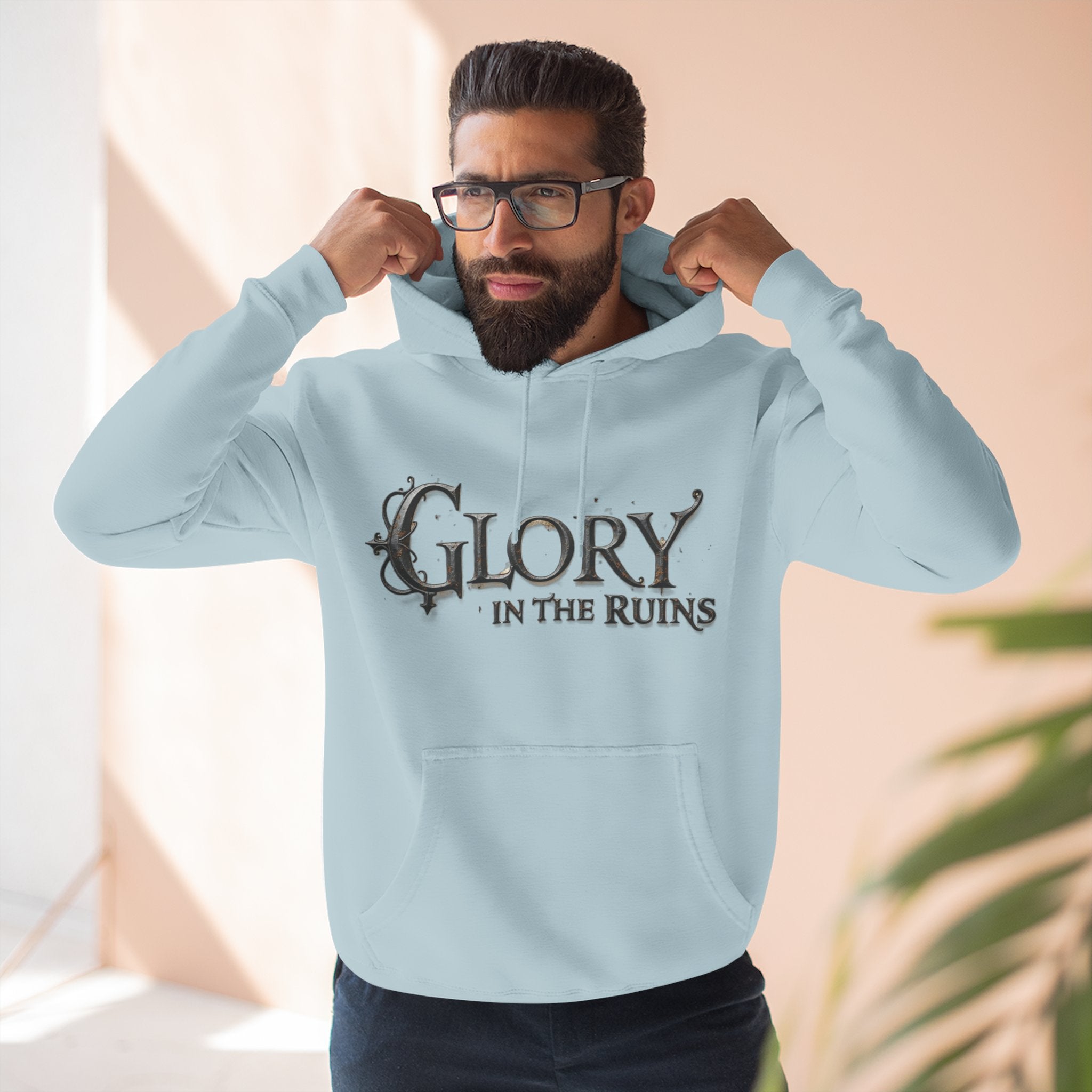 Glory in the Ruins - Three-Panel Fleece Hoodie - Glory in the Ruins Graphic Streetwear Style