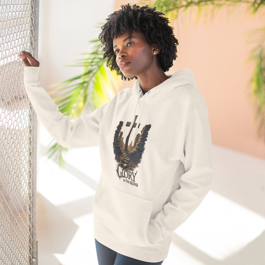 Glory in the Ruins - Three-Panel Fleece Hoodie - Glory in the Ruins Graphic Streetwear Style
