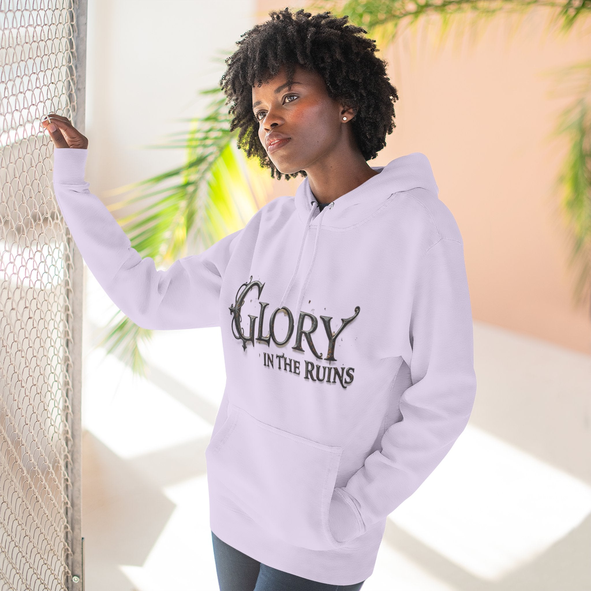 Glory in the Ruins - Three-Panel Fleece Hoodie - Glory in the Ruins Graphic Streetwear Style
