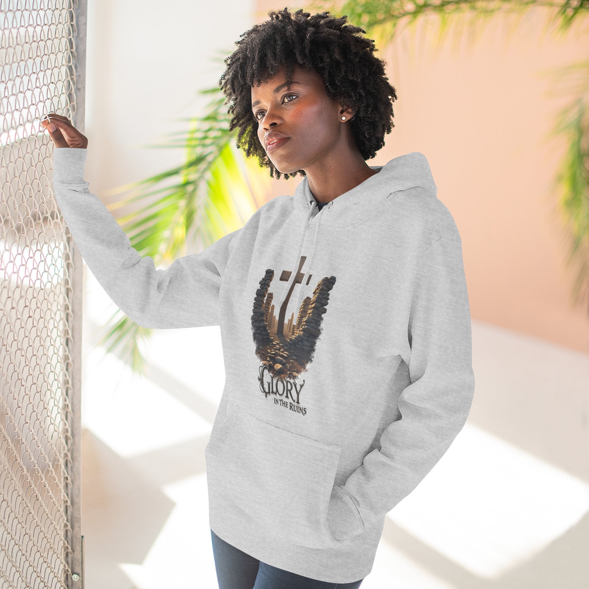 Glory in the Ruins - Three-Panel Fleece Hoodie - Glory in the Ruins Graphic Streetwear Style