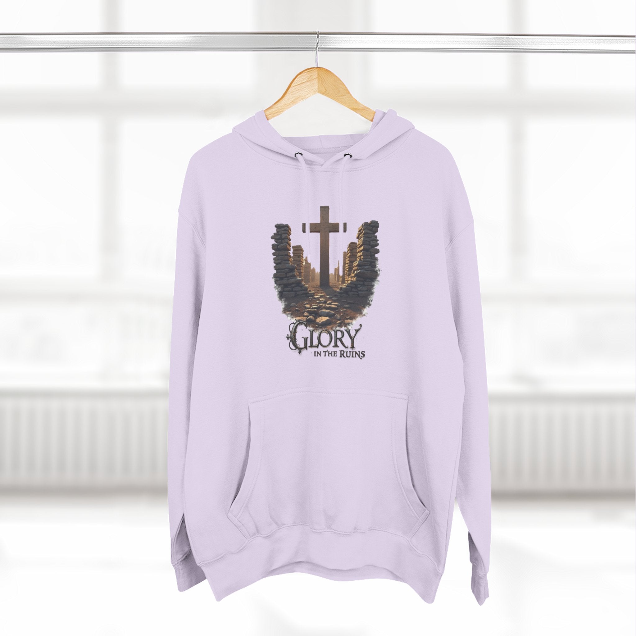 Glory in the Ruins - Three-Panel Fleece Hoodie - Glory in the Ruins Graphic Streetwear Style