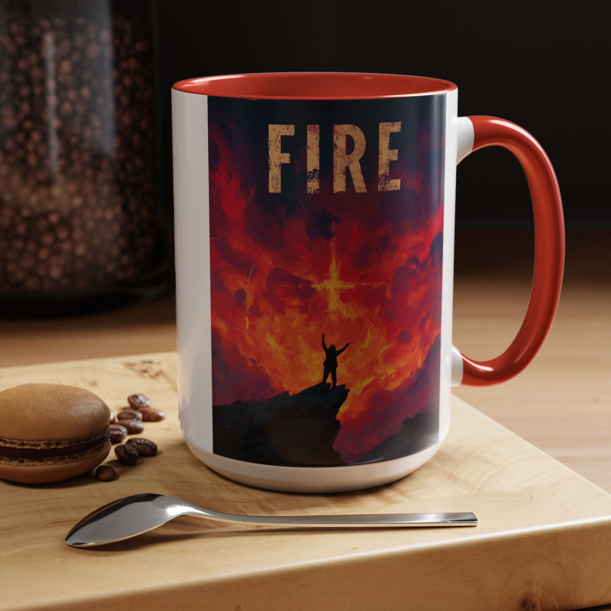 FIRE - Glory In The Ruins Coffee Mug - Vintage Festival Drinkware, Perfect for Gathering, Celebrations, Gift for Music Lovers, Home Decor