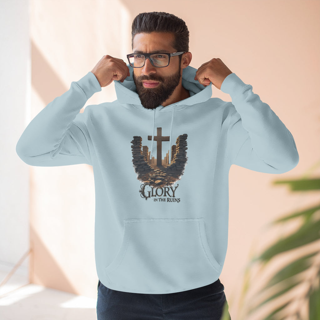 Glory in the Ruins - Three-Panel Fleece Hoodie - Glory in the Ruins Graphic Streetwear Style