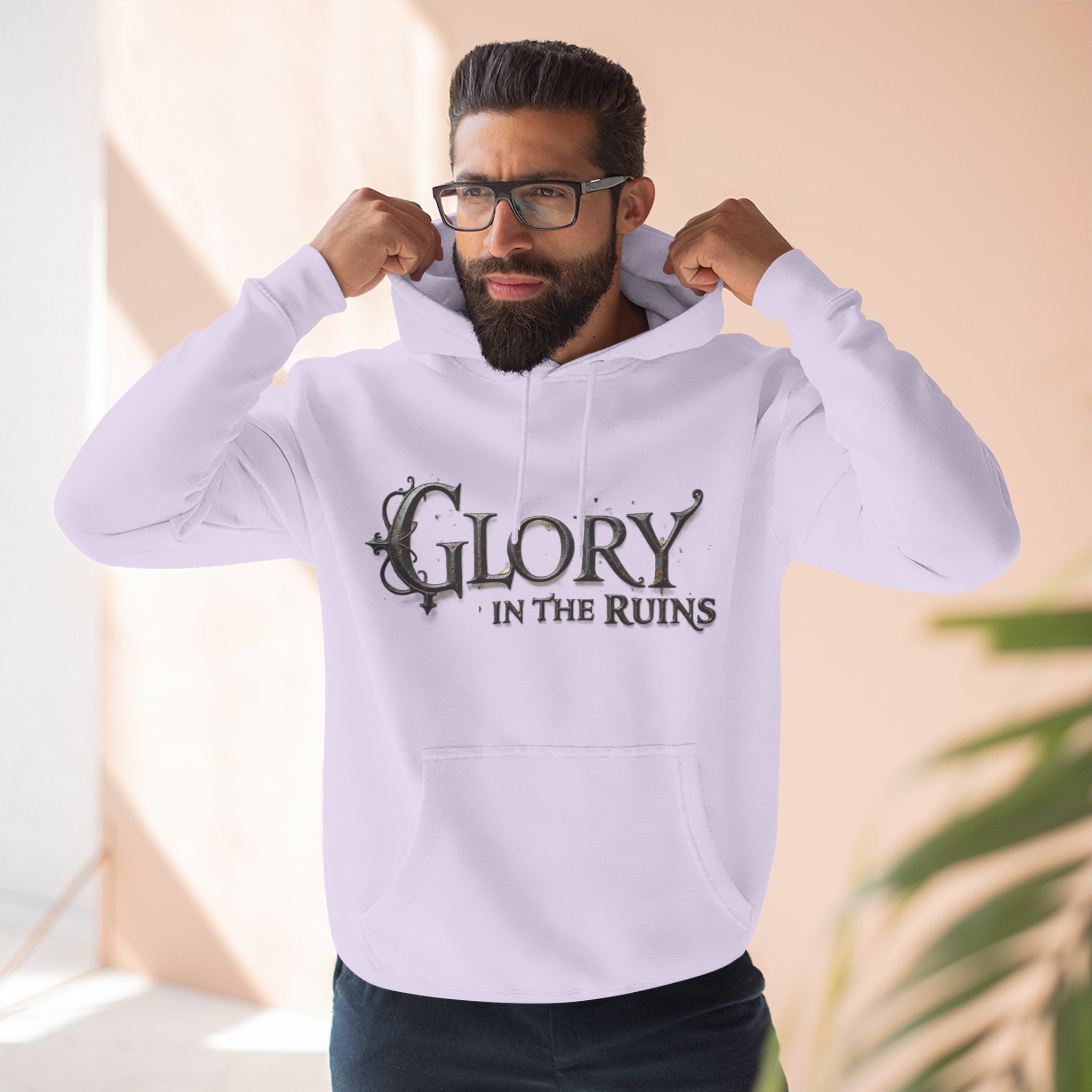 Glory in the Ruins - Three-Panel Fleece Hoodie - Glory in the Ruins Graphic Streetwear Style