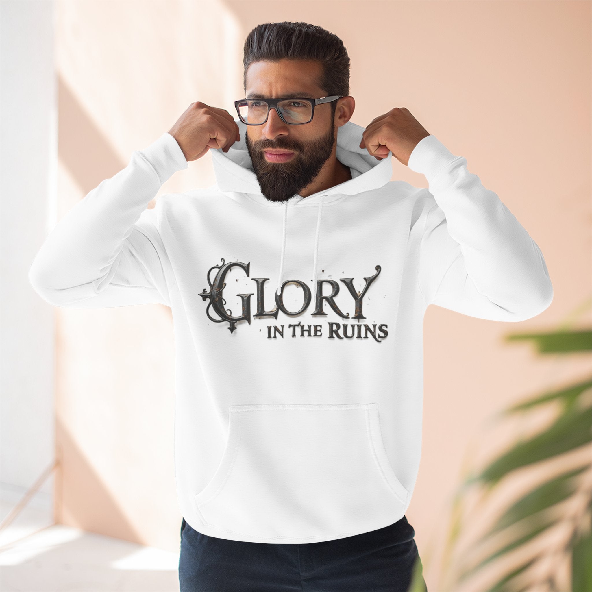Glory in the Ruins - Three-Panel Fleece Hoodie - Glory in the Ruins Graphic Streetwear Style