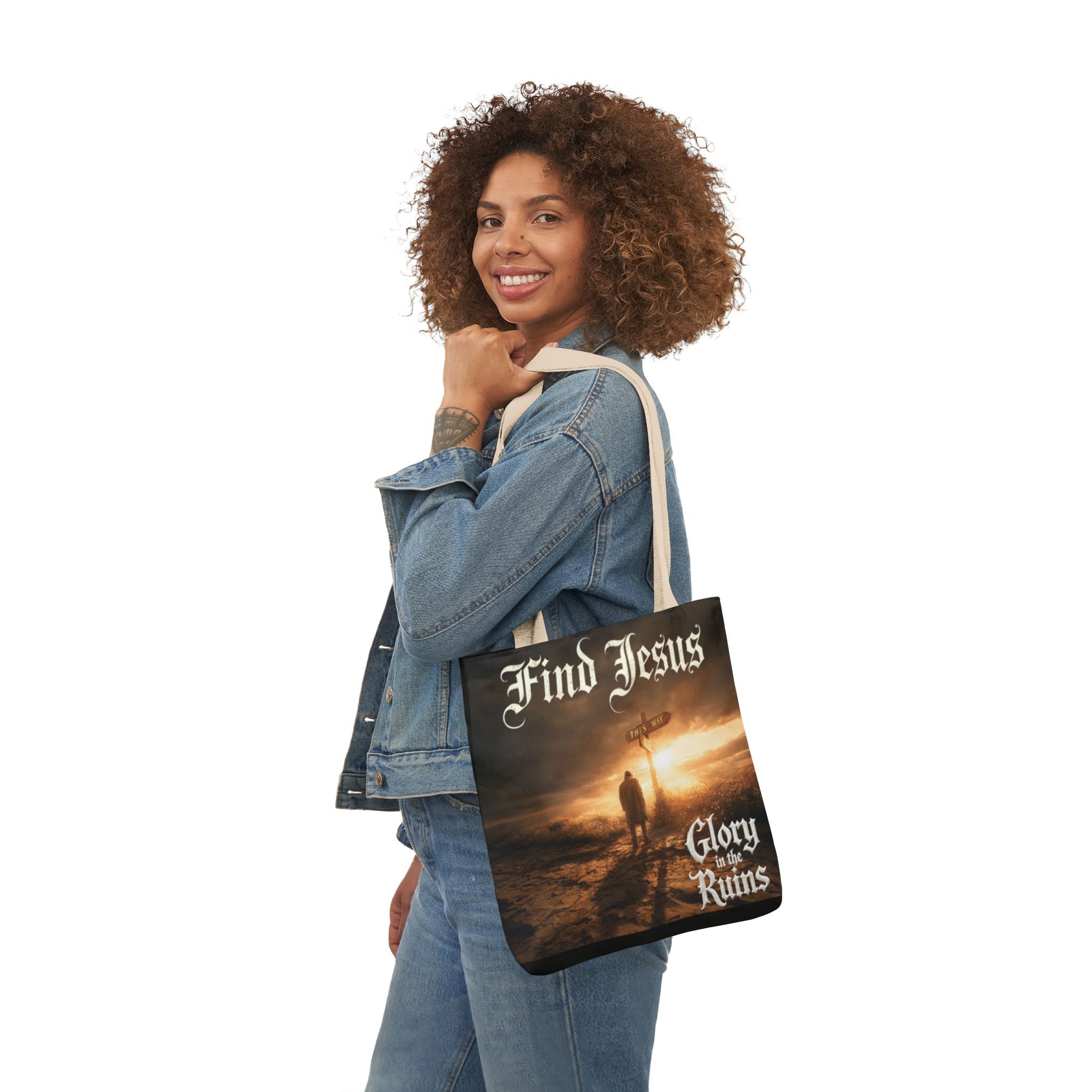 Find Jesus Canvas Tote Bag — 'Glory in the Ruins' Religious Inspirational Tote