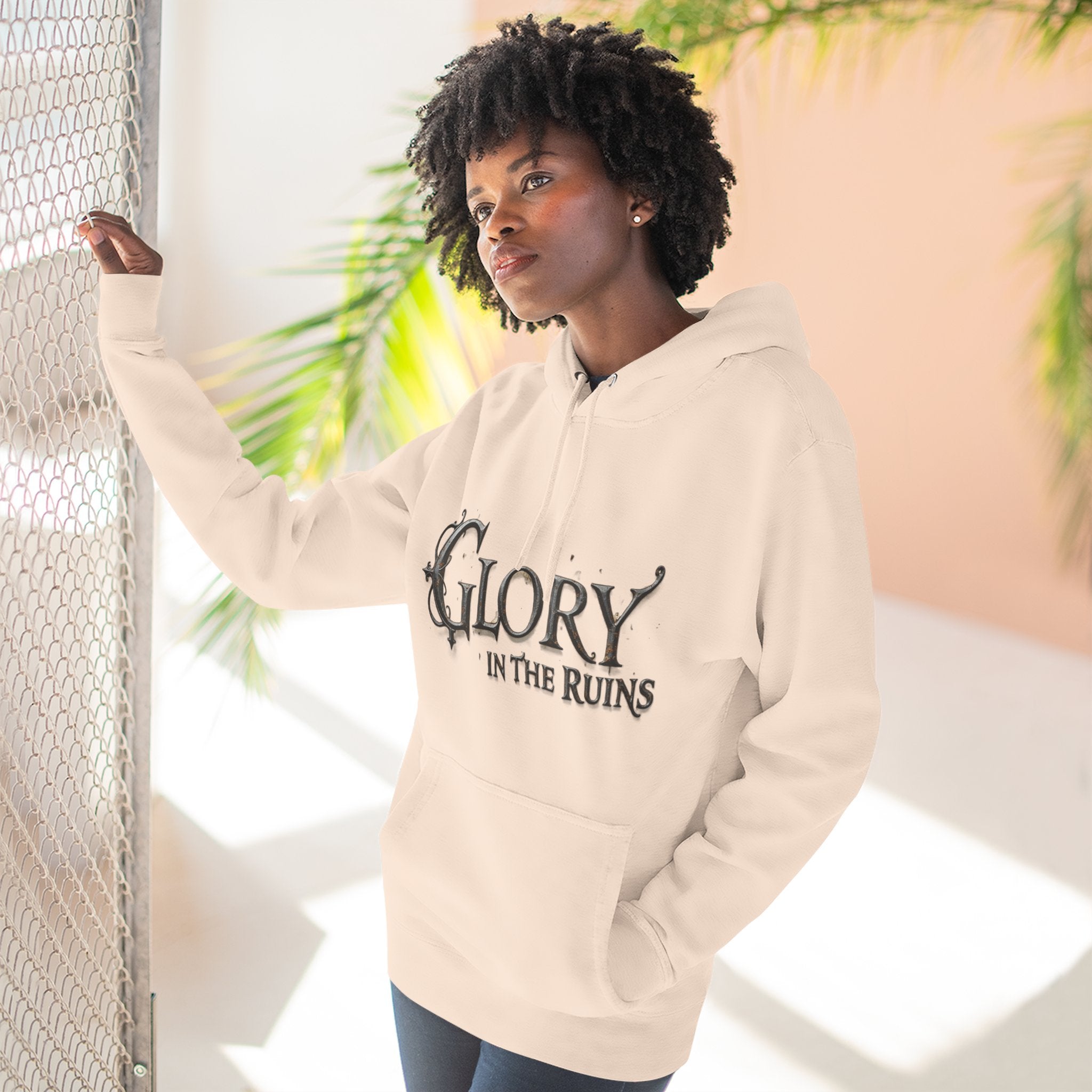 Glory in the Ruins - Three-Panel Fleece Hoodie - Glory in the Ruins Graphic Streetwear Style