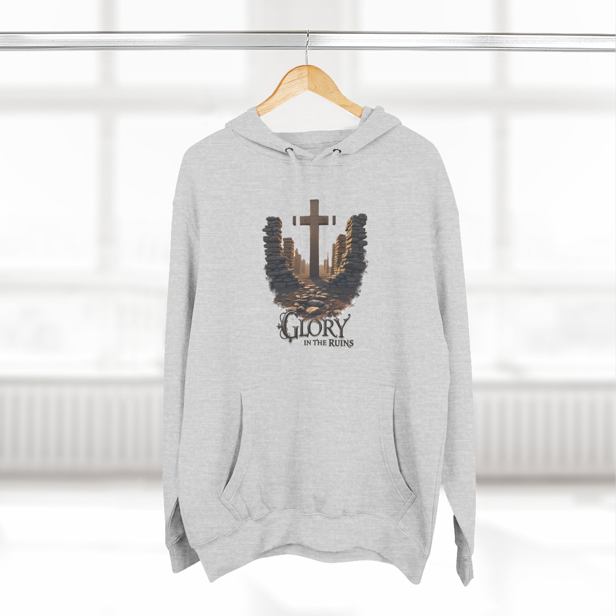 Glory in the Ruins - Three-Panel Fleece Hoodie - Glory in the Ruins Graphic Streetwear Style