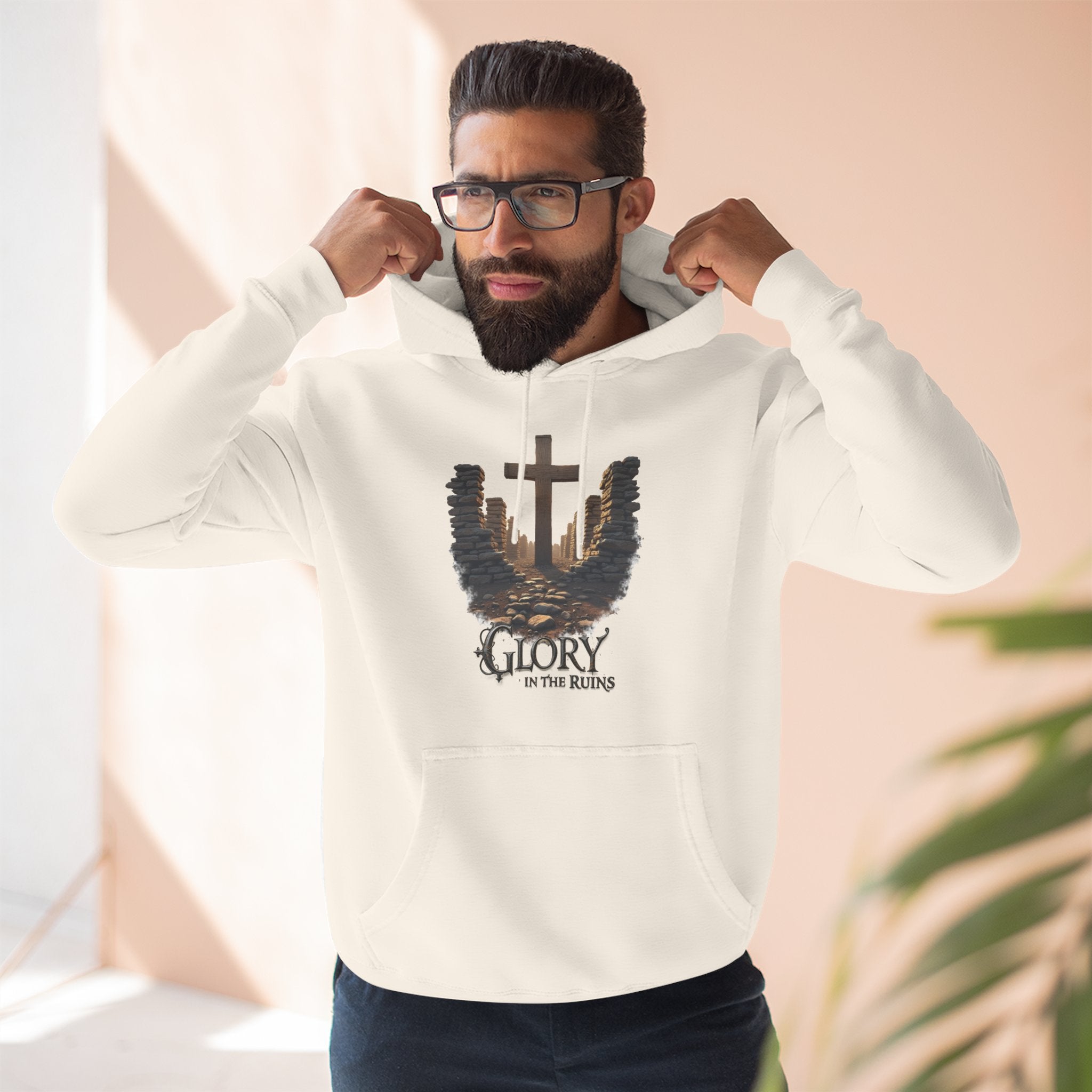 Glory in the Ruins - Three-Panel Fleece Hoodie - Glory in the Ruins Graphic Streetwear Style