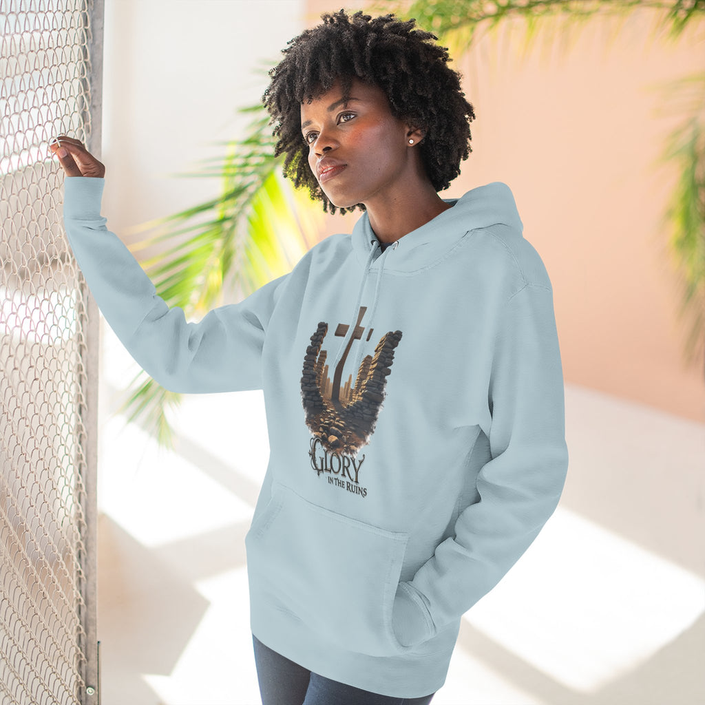 Glory in the Ruins - Three-Panel Fleece Hoodie - Glory in the Ruins Graphic Streetwear Style