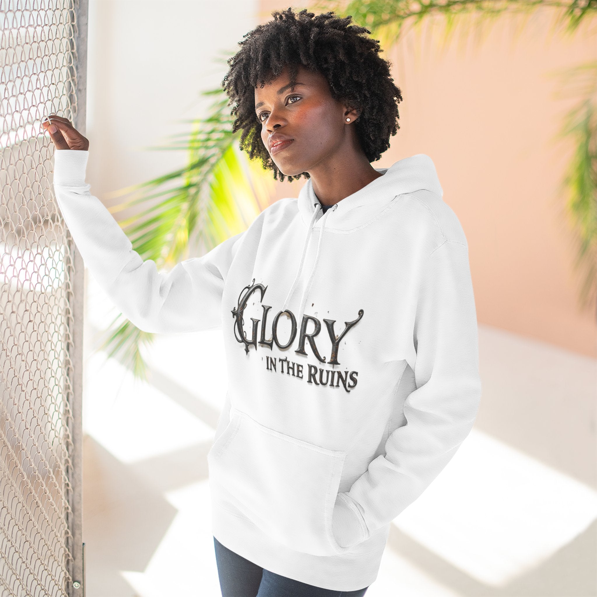 Glory in the Ruins - Three-Panel Fleece Hoodie - Glory in the Ruins Graphic Streetwear Style