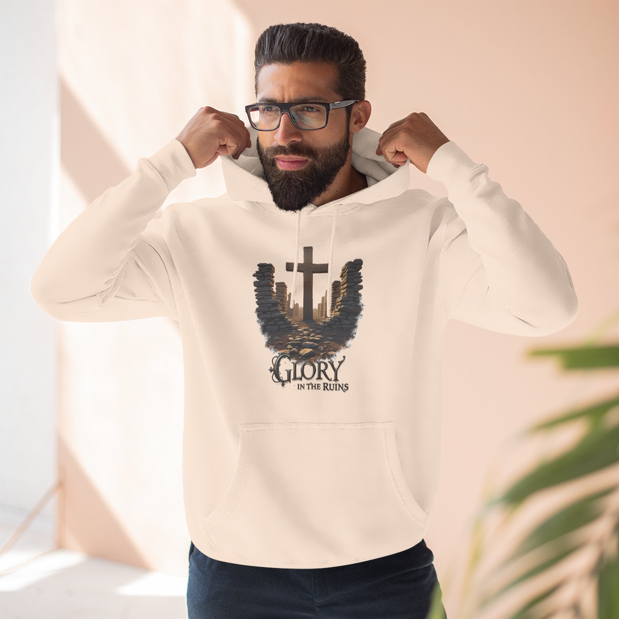 Glory in the Ruins - Three-Panel Fleece Hoodie - Glory in the Ruins Graphic Streetwear Style