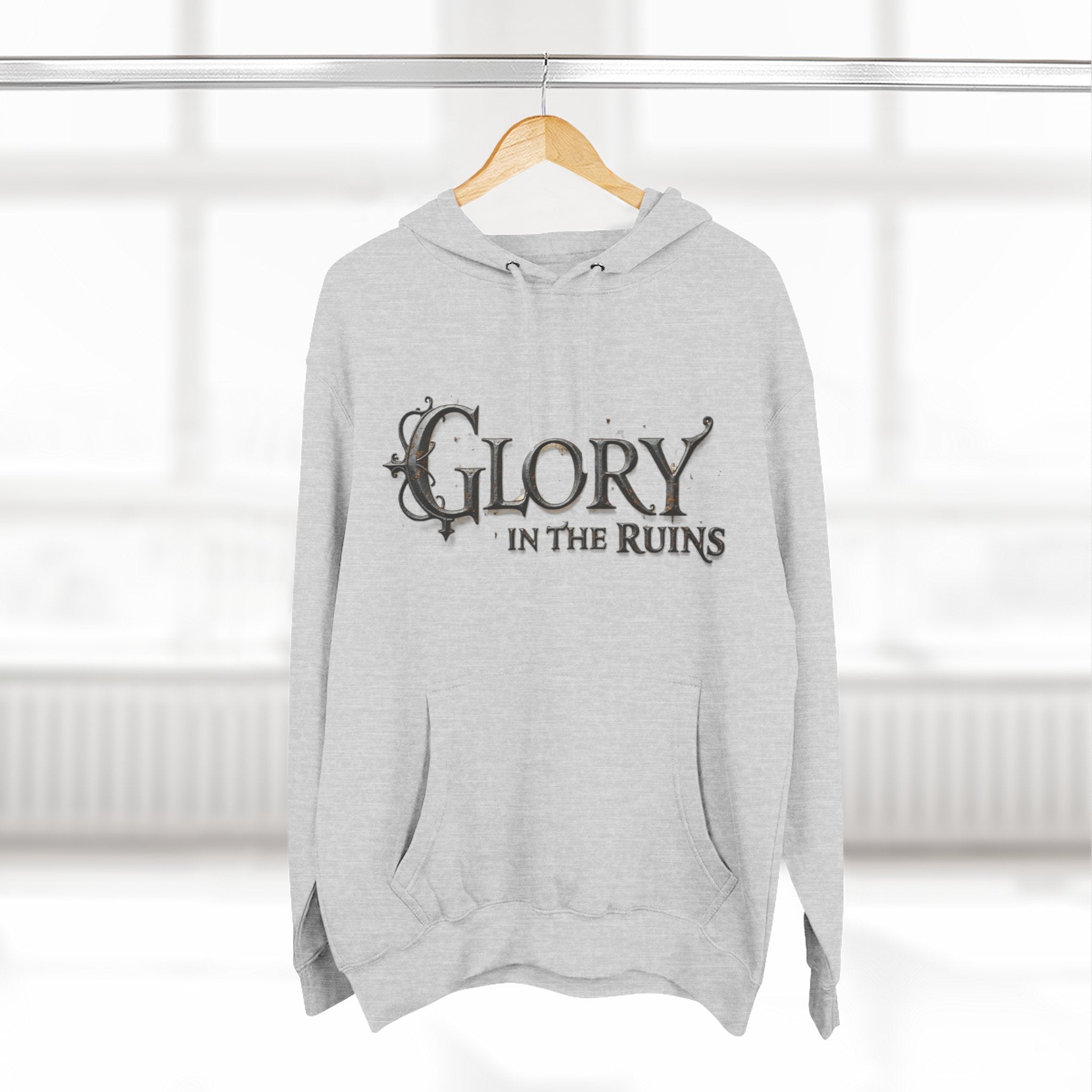 Glory in the Ruins - Three-Panel Fleece Hoodie - Glory in the Ruins Graphic Streetwear Style
