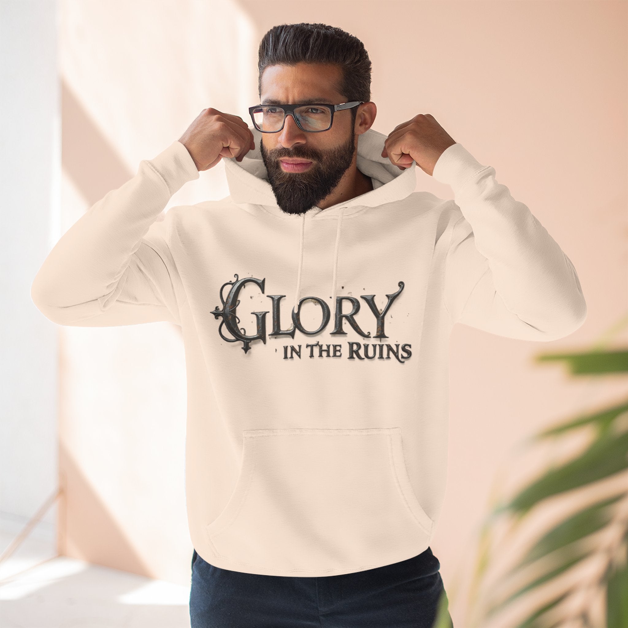 Glory in the Ruins - Three-Panel Fleece Hoodie - Glory in the Ruins Graphic Streetwear Style