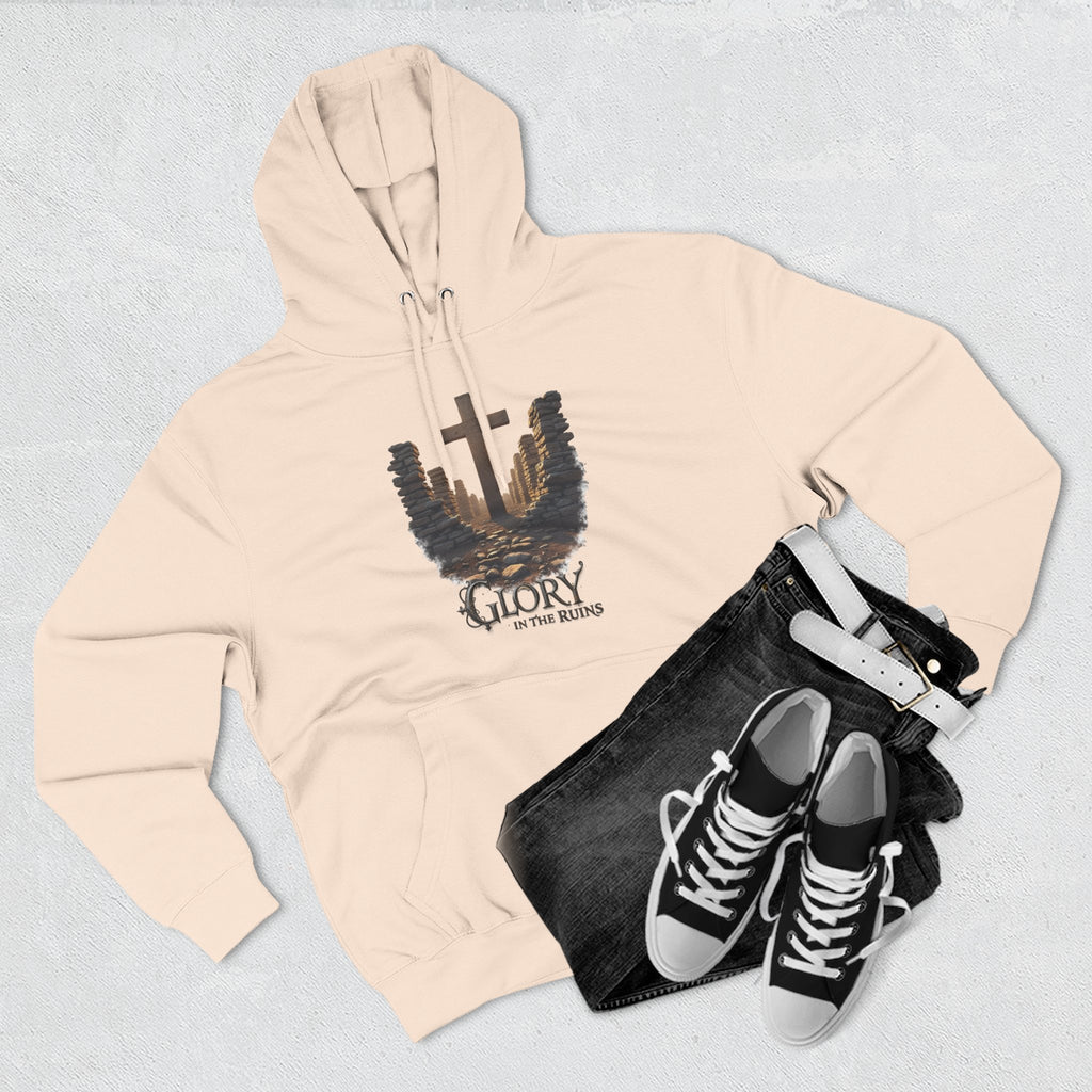 Glory in the Ruins - Three-Panel Fleece Hoodie - Glory in the Ruins Graphic Streetwear Style