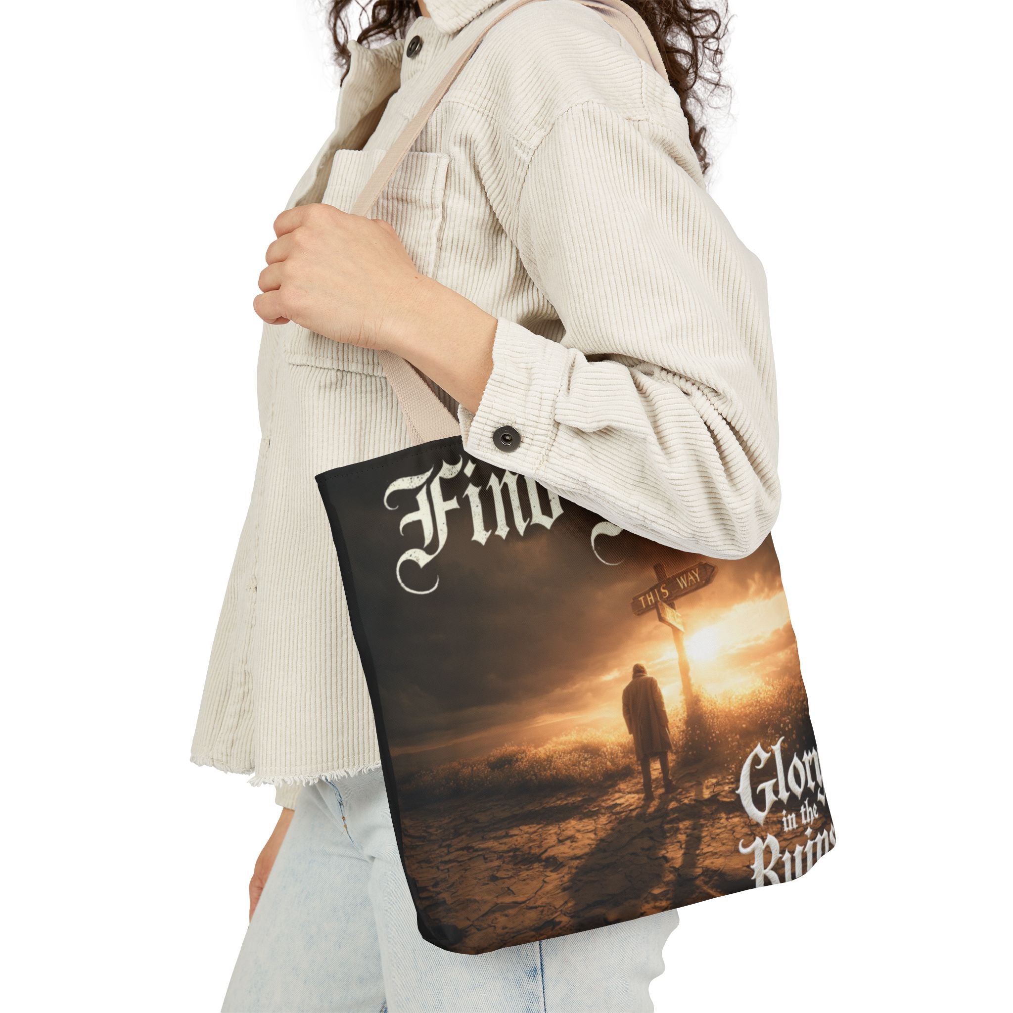 Find Jesus Canvas Tote Bag — 'Glory in the Ruins' Religious Inspirational Tote